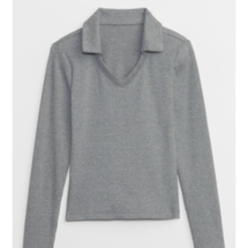 GAP Kids Gray Ribbed Collared Top/NWT/Medium (8)